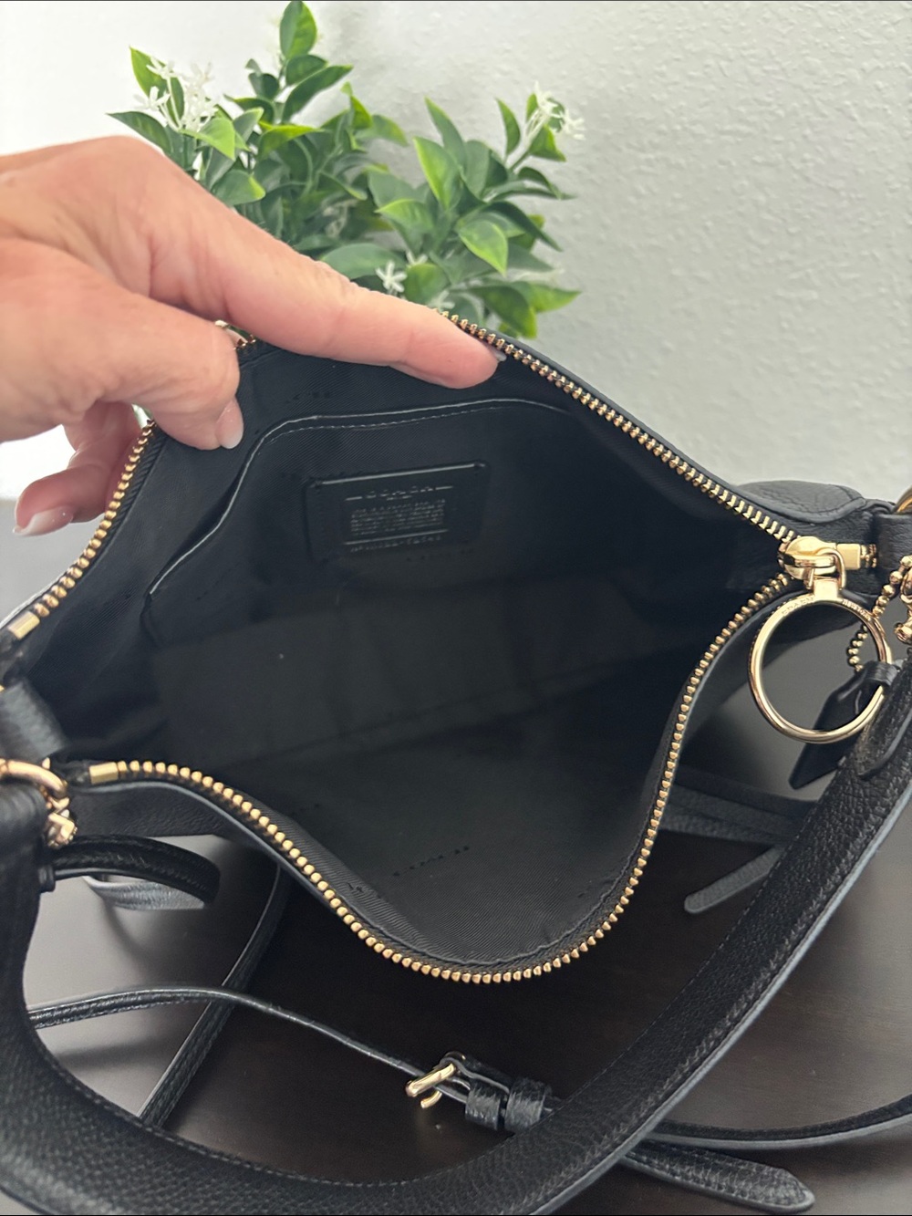Coach Black Leather Shoulder Bag with Gold Accents NWOT - Picture 7 of 9